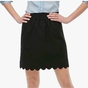 J. Crew Factory Black Scalloped Hem Elastic Waist Linen Blend Aline Skirt sz 6